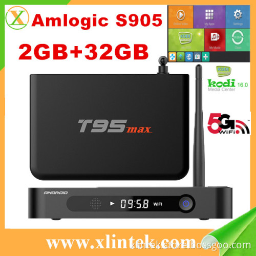 T95 MAX android tv box S905 Octa Core 2GB RAM 32GB ROM wifi 2.4G+5G arabic iptv box better than Q box